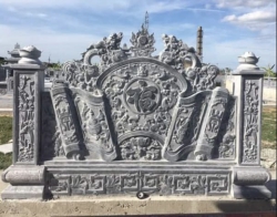 Cuốn thư đá lăng mộ hoạ tiết chạm khắc nổi bật, tinh xảo