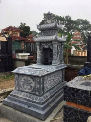 Mẫu mộ đá 2 mái đẹp sang trọng bằng đá xanh đen