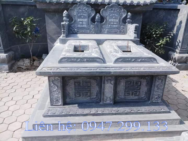 Mẫu mộ đá đôi không mái đẹp, chuẩn phong thủy thể hiện sự gắn bó, keo sơn của 2 người đã khuất