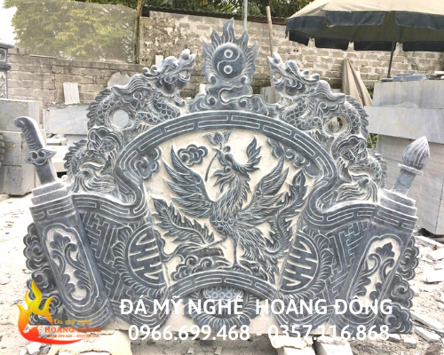 Mẫu cuốn thư đá với họa tiết phượng hoàng nổi bật 