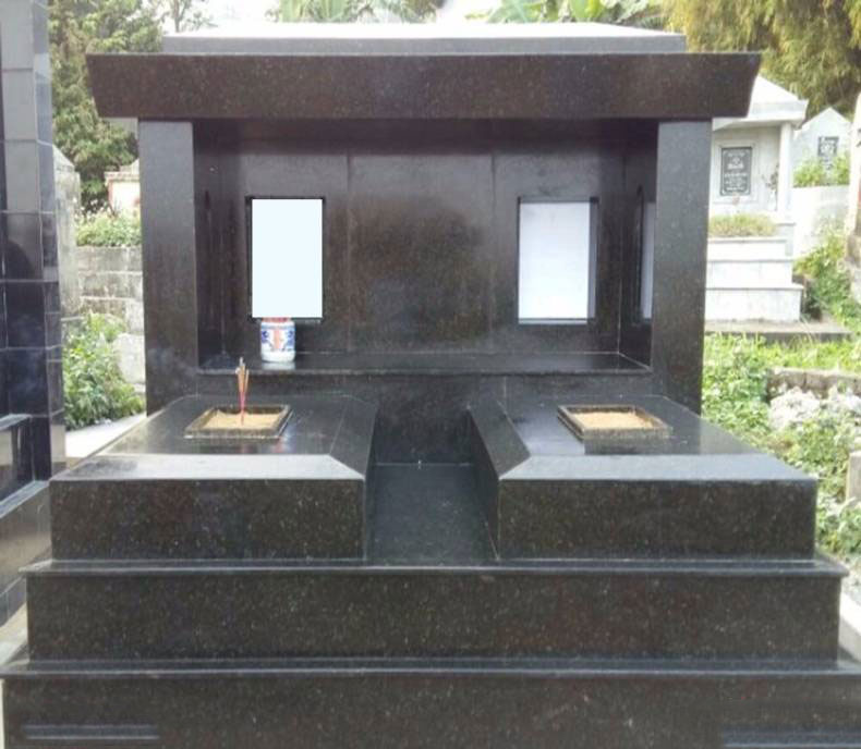 Mẫu phần mộ đôi ốp gạch đen tuyền độc đáo 