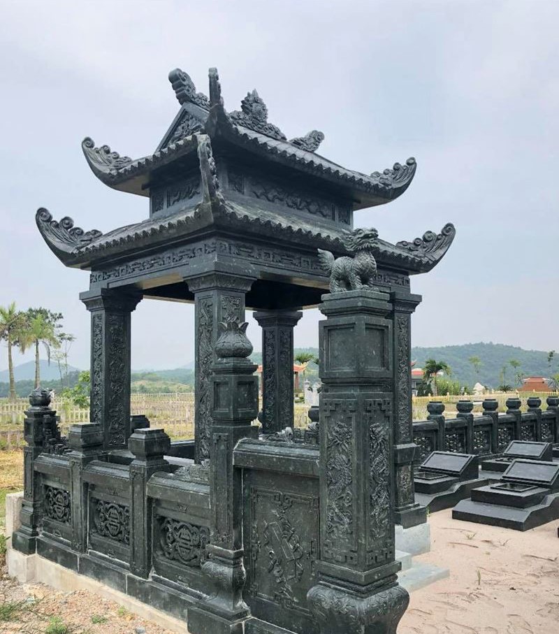 Khu lăng mộ đá xanh rêu cao cấp màu sắc sang trọng 