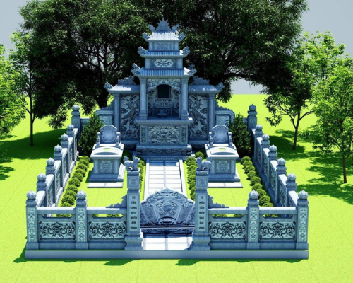 Mẫu thiết kế phối cảnh 3D lăng mộ đá 