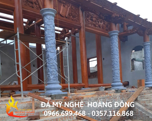 Mẫu cột đá đồng trụ dáng tròn đẹp chuẩn phong thuỷ 