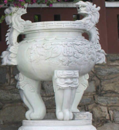 Mẫu lư hương đá trắng cẩm thạch màu sắc tươi sáng, sang trọng 