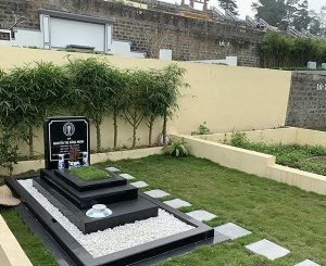 Mẫu mộ đá granite đen đơn giản trang nghiêm