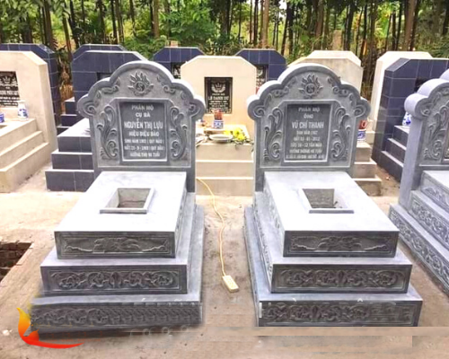 Mẫu mộ tam sơn chế tác từ đá xanh nhỏ gọn, đơn giản 