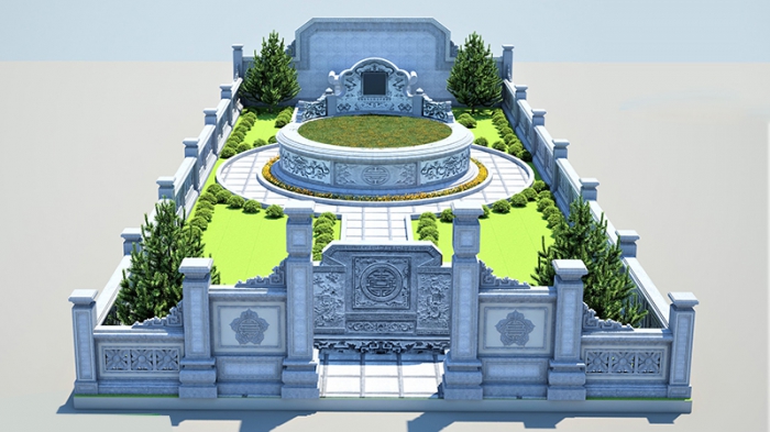 Mẫu Thiết Kế Phối Cảnh Khu Lăng Mộ Tuyệt Đẹp Số 07 - Mẫu mộ chủ Tròn