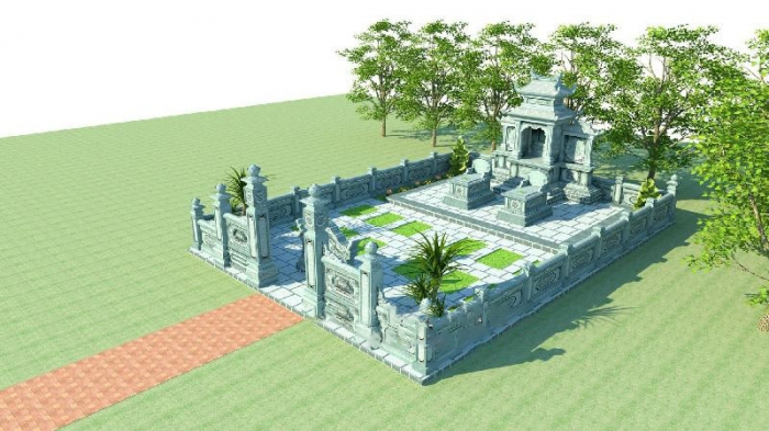 25+ mẫu thiết kế lăng mộ gia đình hiện đại, chuẩn phong thuỷ mã 4 Mẫu Thiết Kế Phối Cảnh Khu Lăng Mộ Tuyệt Đẹp Số 08 mã BTK08